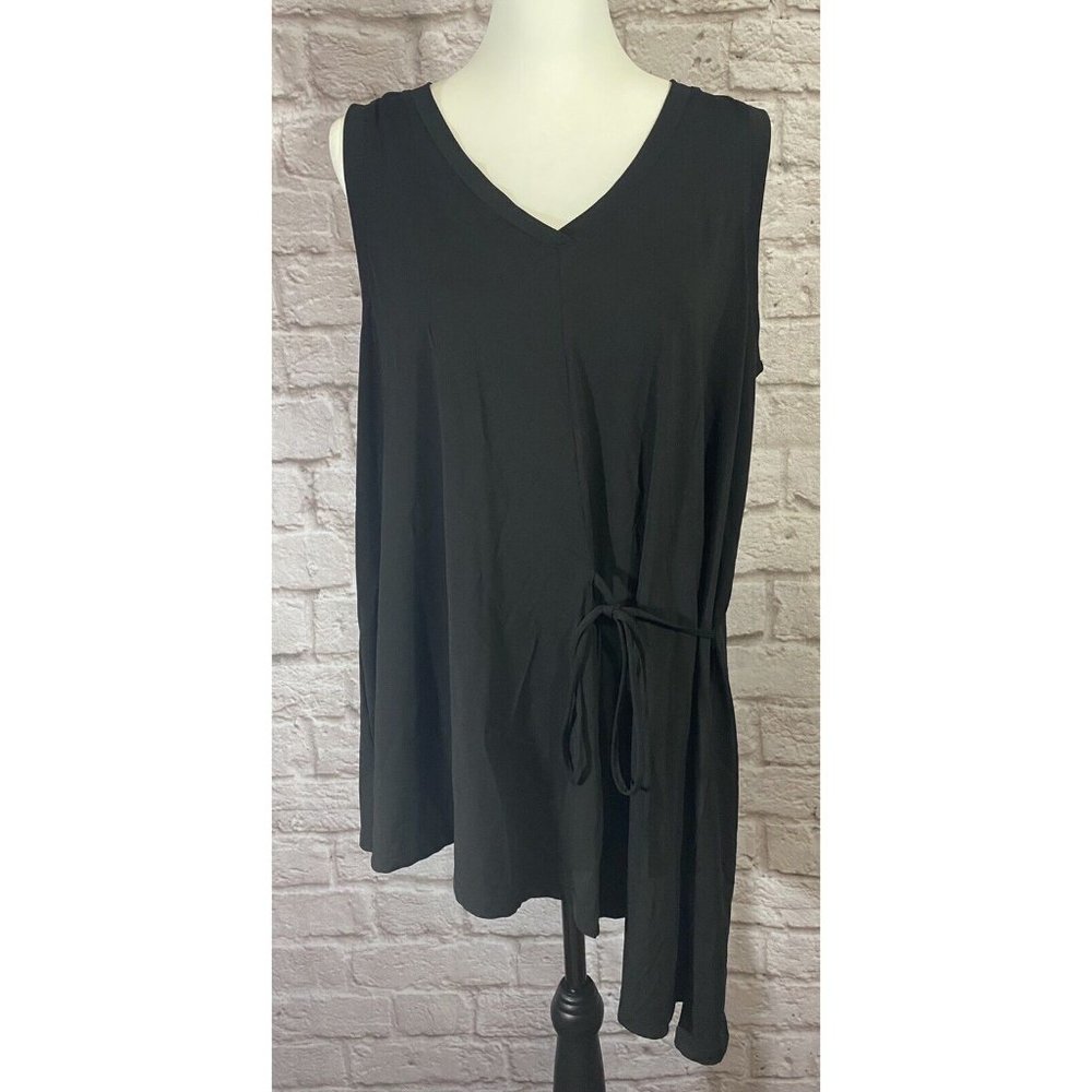 Eloquii Black‎ Tunic Top 16 Side Tie Asymmetrical Hem Liquid Knit Stretch 8835